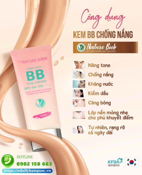 Tác dụng của Kem nền BB chống nắng thuần chay The Nature Book Hàn Quốc nhập khẩu chính hãng