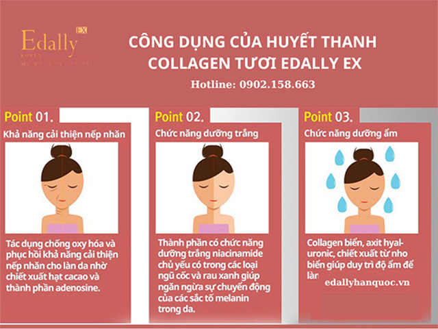 Công dụng của Ampoule Collagen tươi làm mờ thâm nám, tàn nhang Edally EX Hàn Quốc