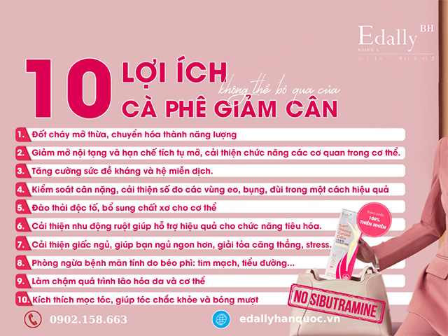 Công dụng của Cà phê giảm cân & thải độc Edally Super Slimming Garcinia Coffee Hàn Quốc