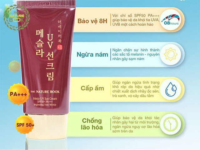Công dụng của Kem chống nắng ngừa nám The Nature Book Hàn Quốc 