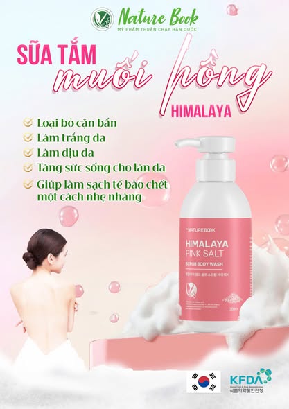 Công dụng của Sữa tắm trắng Muối hồng Himalaya The Nature Book Hàn Quốc
