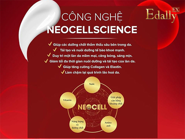 Huyết thanh tổ yến Edally EX Hàn Quốc được áp dụng công nghệ chăm sóc da tiến tiến bậc nhất Thế giới hiện nay là công nghệ Thẩm thấu tế bào đột phá Neocell Science