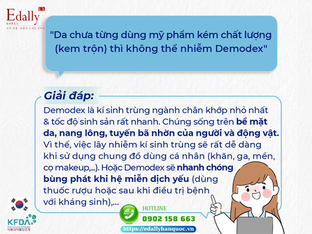 Da chưa từng dùng kem trộn có thể nhiễm Demodex không?