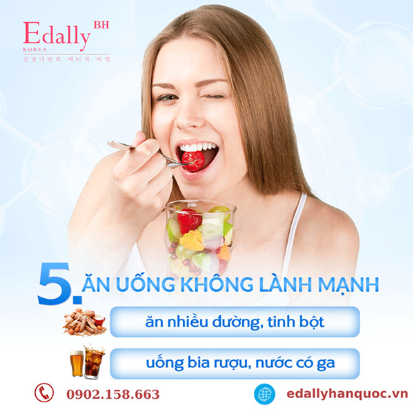 Thói quen ăn uống thiếu lành mạnh khiến da mặt nhanh lão hóa