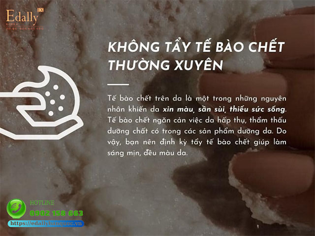 Da sạm xỉn màu do không tẩy tế bào chết thường xuyên