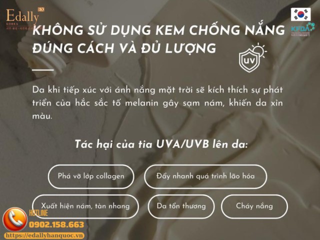 Da xỉn màu do dùng kem chống nắng không đúng cách và không đủ liều lượng