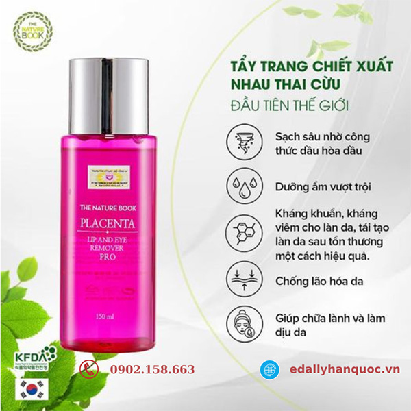 Sản phẩm dưỡng da không thể thiếu khi đi du lịch - Dầu tẩy trang chiết xuất nhau thai cừu The Nature Book Hàn Quốc