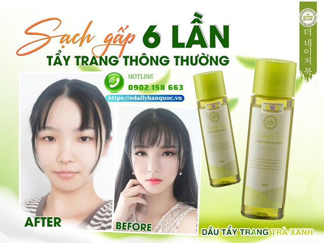 Dầu tẩy trang mắt môi chiết xuất trà xanh The Nature Book Hàn Quốc nhập khẩu chính hãng