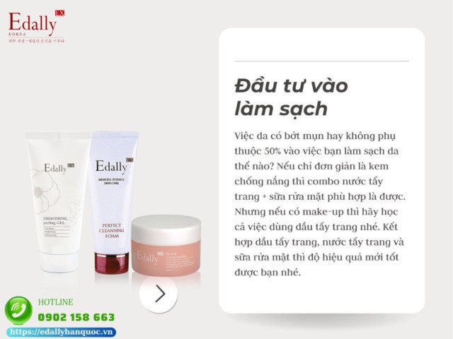 Hãy đầu tư vào các sản phẩm làm sạch khi skincare cho da bị mụn