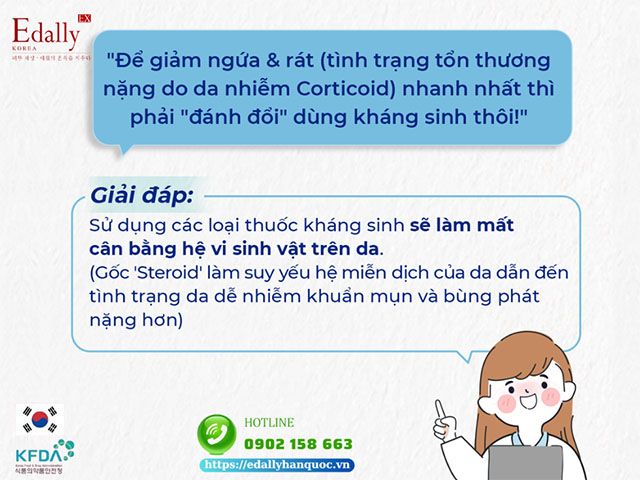 Để giảm ngứa và rát do da nhiễm Corticoid nhanh nhất thì kháng sinh có phải là giải pháp suy nhất không?