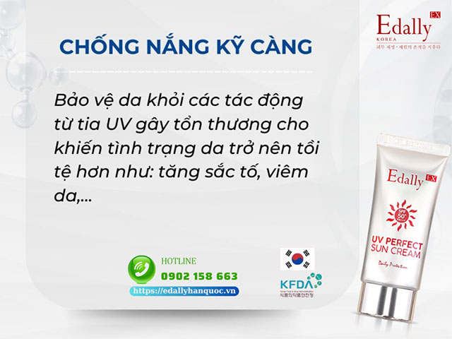 Điều trị da xâm lấn cần lưu ý chống nắng kỹ càng với Kem chống nắng ngừa nám hoàn hảo Edally EX