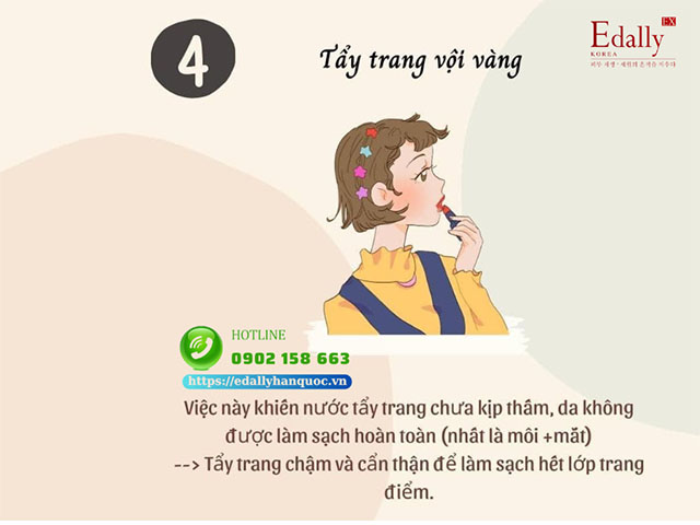 Dùng bông tẩy trang nhưng lại tẩy trang vội vàng