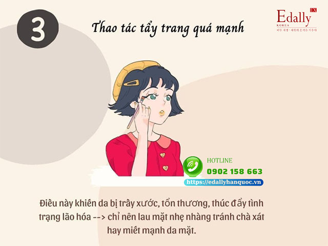 Sử dụng bông tẩy trang nhưng thao tác tẩy trang quá mạnh