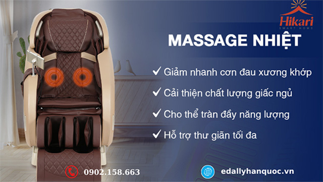 Ghế Massage Hikari Nhật Bản - H26 cao cấp với massage nhiệt hồng ngoại giúp tăng cường tuần hoàn máu, lưu thông khí huyết