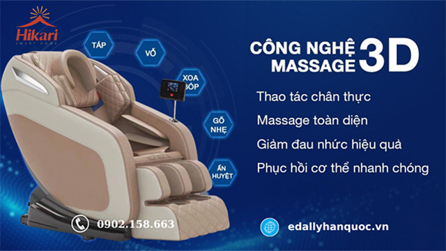 Ghế Massage Hikari Nhật Bản - LEO V1 cao cấp giúp nâng đôi hiệu quả massage nhờ con lăn 3D linh hoạt nhiều vị trí