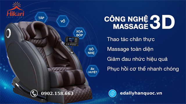 Ghế Massage Hikari Nhật Bản - MH 2258 cao cấp giúp nâng đôi hiệu quả massage nhờ con lăn 3D linh hoạt nhiều vị trí