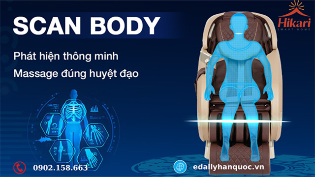 Ghế Massage Hikari Nhật Bản - MH 2266 cao cấpvới chế độ Scan Body giúp Massage đúng huyệt đạo