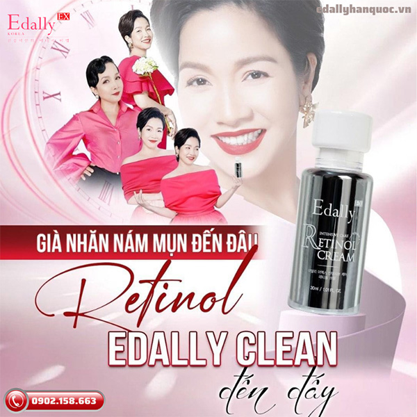 Già nhăn nám mụn đến đâu Kem Retinol Edally EX clean đến đấy