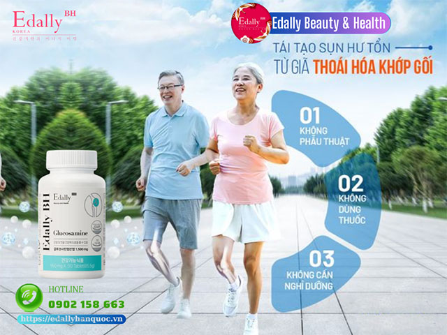 Thực phẩm chức năng xương khớp Glucosamine Edally BH - Tái tạo sụn hư tổn, giã từ thoái hóa khớp gối