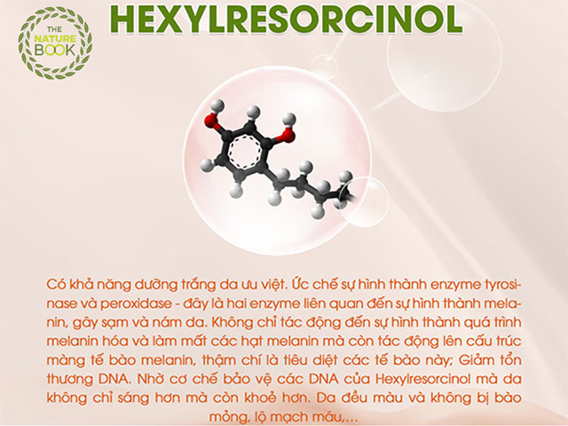 Hexylresorcinol trong Nước hoa hồng dưỡng trắng ngừa nám da The Nature Book Hàn Quốc