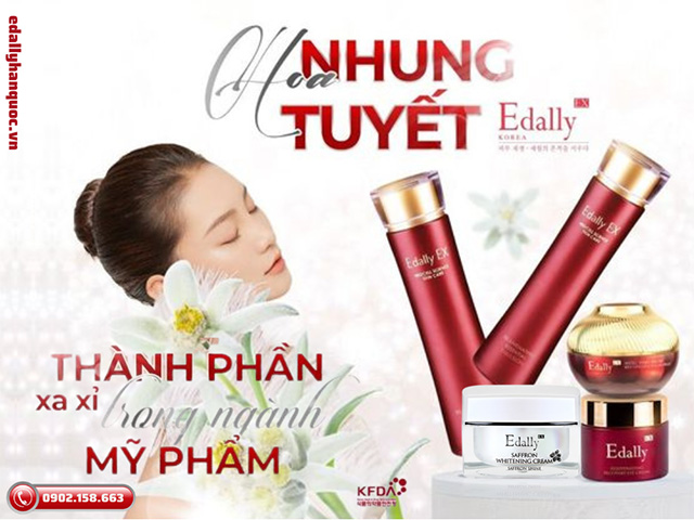 Kem dưỡng trắng da chiết xuất nhụy hoa nghệ tây Edally EX với thành phần Hoa nhung tuyết là thành phần xa xỉ trong ngành mỹ phẩm