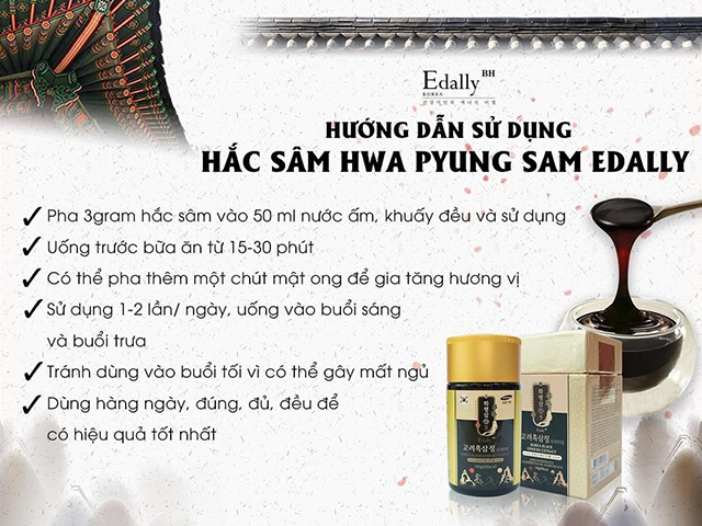 Hướng dẫn cách sử dụng Cao Hắc Sâm Hwa Pyung Sam Edally Hàn Quốc, nhập khẩu, chính hãng
