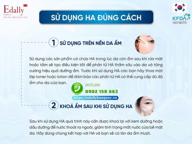 Hướng dẫn các bước sử dụng Hyaluronic Acid (HA) đúng cách để da ẩm mịn và căng mọng