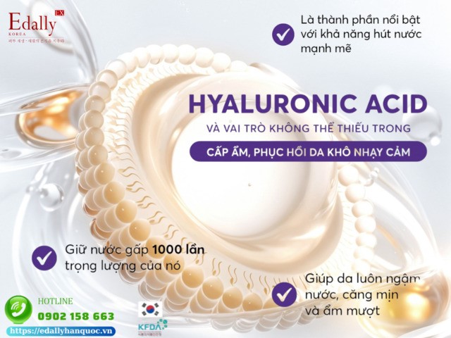 Hyaluronic acid (HA) và vai trò không thể thiếu trong cấp ẩm, phục hồi da khô nhạy cảm