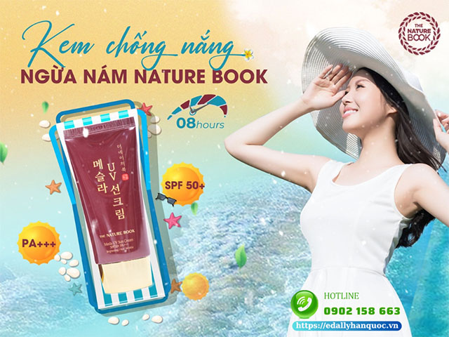 Kem chống nắng ngừa nám The Nature Book giúp chống tại tia UVA và UVB suốt 8 giờ