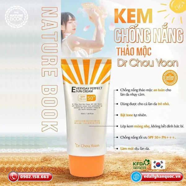 Kem chống nắng dưỡng da Dr Chou Yoon The Nature Book Hàn Quốc nhập khẩu chính hãng