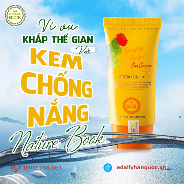 Sản phẩm dưỡng da không thể thiếu khi đi du lịch - Kem chống nắng hoàn hảo The Nature Book Hàn Quốc