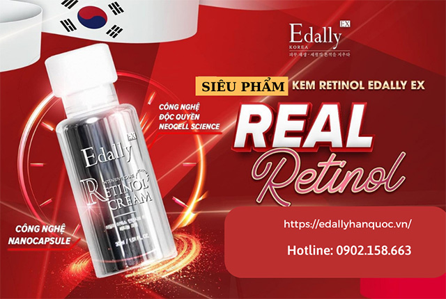 Retinol trong Kem Retinol 1% Edally EX Hàn Quốc được chế ngự nhờ ứng dụng công nghệ Nano bọc phân tử Encapsulated Retinol và công nghệ Thẩm thấu tế bào đột phá Neocell Sience