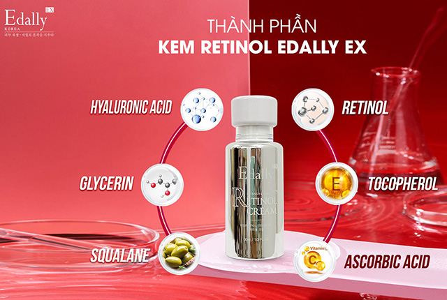 Kem Dưỡng Retinol 1% Edally EX Hàn Quốc với bảng thành phần thiên nhiên quý hiếm