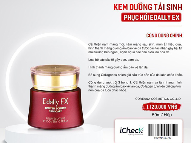 Kem dưỡng tái sinh phục hồi Edally EX trong Bộ Nâng Cơ Mặt V-Line, Trẻ Hóa Làn Da Edally EX Hàn Quốc có giá niêm yết 1.120.000 VNĐ