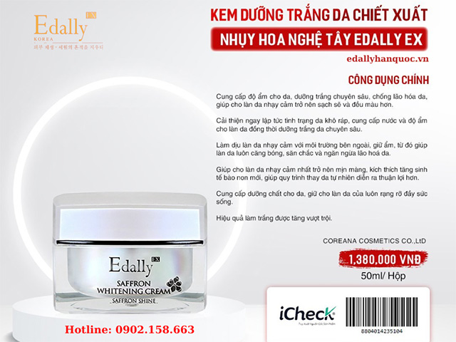 Kem dưỡng trắng da chiết xuất nhụy hoa nghệ tây Edally EX Hàn Quốc nhập khẩu chính hãng