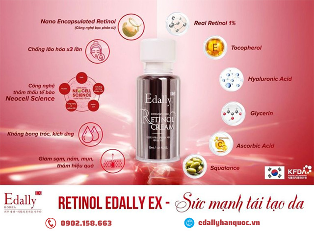 Kem Retinol Edally EX Hàn Quốc sở hữu sức mạnh tái tạo làn da