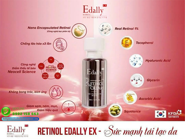 Kem Retinol Edally EX Hàn Quốc với sựt kết hợp tinh hoa giữa công nghệ hiện đại và thành phần cao cấp