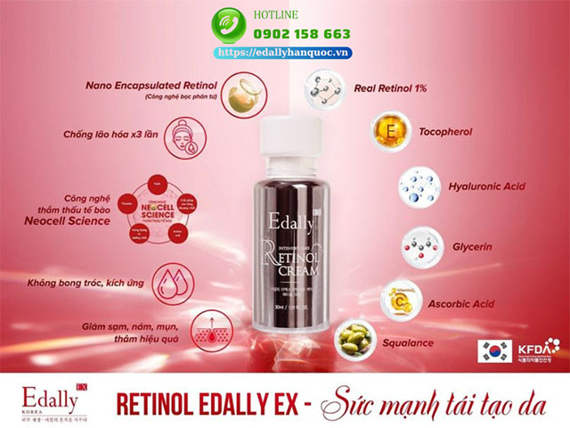 Kem Retinol Edally EX Hàn Quốc với sự đầu tư chỉn chu từ thành phần, công nghệ đến bao bì sản phẩm