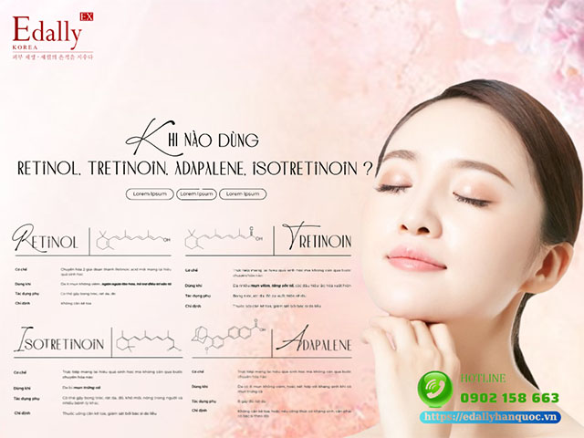 Khi nào thì nên dùng Retinol, Tretinoin, Adapalene, Isotretinoin để treatment?