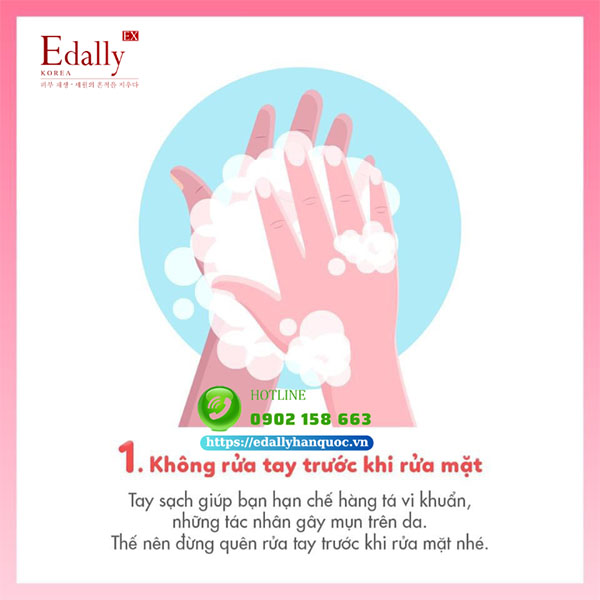 Không rửa tay trước khi rửa mặt dễ gây tình trạng viêm nhiễm