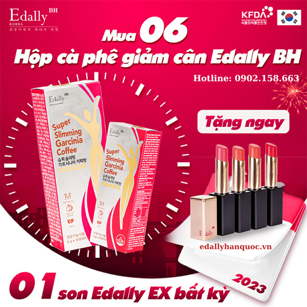 Khuyến mại ngay 01 Son môi collagen Edally EX khi mua 06 hộp Cà phê giảm cân Edally BH