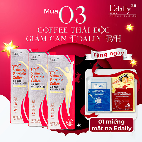 Khuyến mại tháng 12/2022 - Mua 01 miếng Mặt nạ Edally EX khi mua 03 Cà phê thải độc giảm cân Edally Super Slimming Garcinia Coffee