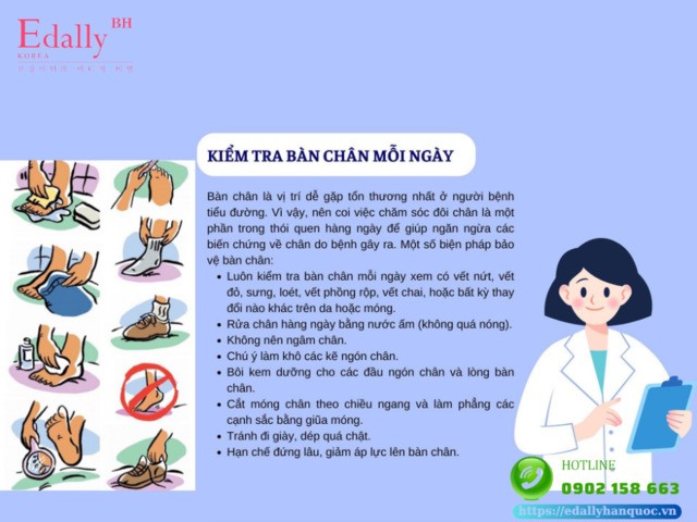 Người bệnh đái tháo đường cần kiểm tra bàn chân mỗi ngày