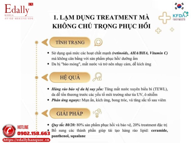 Lạm dụng treatment mà không chú trọng phục hồi dẫn đến kích ứng da