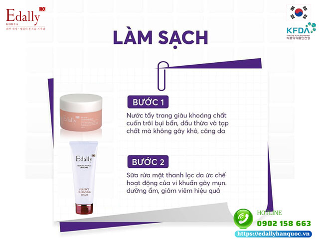 Bước làm sạch trong phác đồ phục hồi da khô mỏng yếu nhạy cảm, nám rải rác