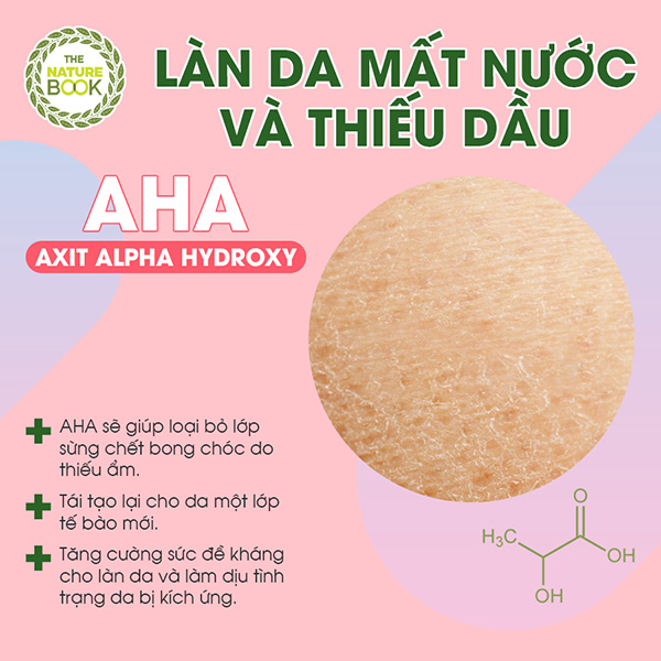 Làn da mất nước và thiếu dầu lựa chọn và sử dụng ngay thành phần tẩy da chết hóa học AHA  (Axit Beta Hydroxy)