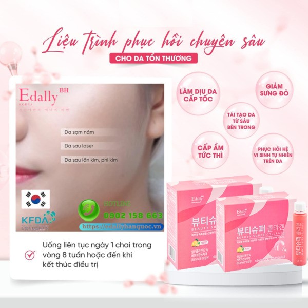 Liệu trình sử dụng Nước uống Beauty Super Collagen Edally Hàn Quốc để phục hồi chuyên sâu cho làn da tổn thương