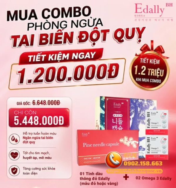 Lợi ích khi mua combo Tinh dầu thông đỏ và Omega-3 Edally để phòng ngừa tai biến đột quỵ