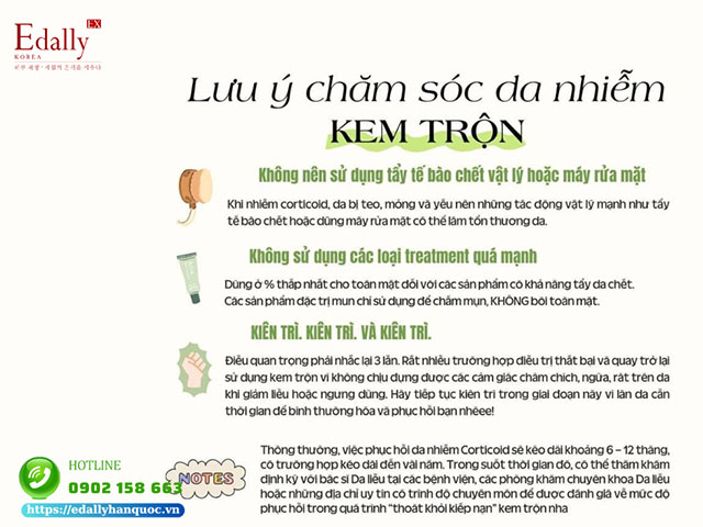 Những lưu ý khi chăm sóc da nhiễm Corticoid do sử dụng kem trộn làm đẹp cấp tốc