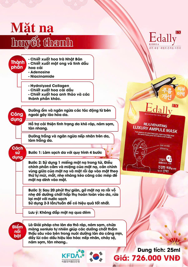 Công dụng của Mặt nạ huyết thanh Edally EX Hàn Quốc 